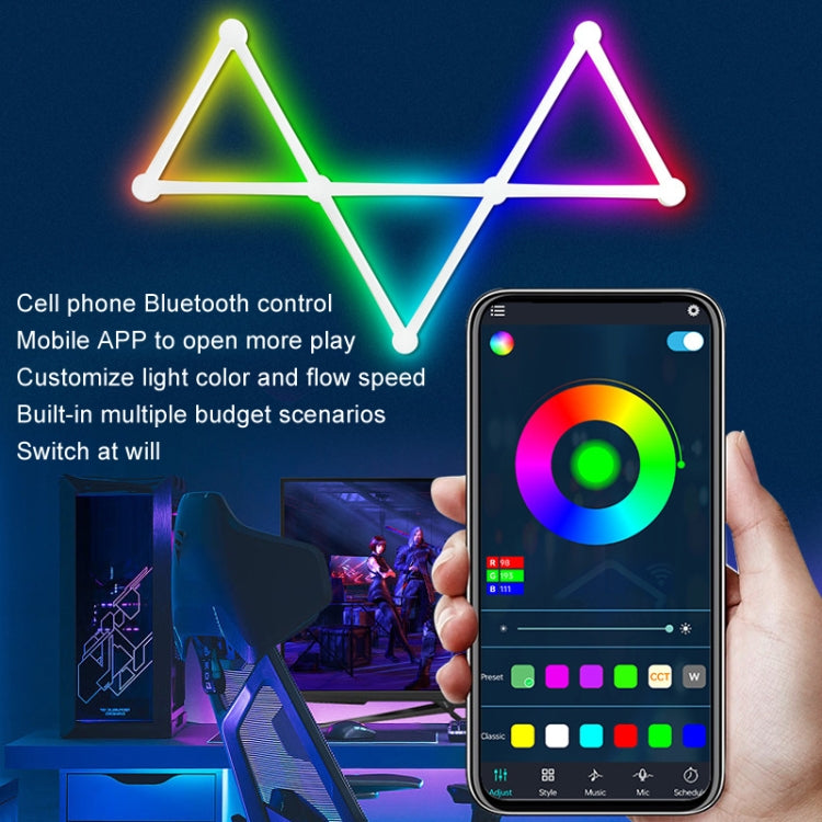 JSK-P22 5V Bluetooth RGB Stitching Light E-Sports Atmosphere Decorative Lamp, Style: 6 Sections+USB To DC Line(Black) - Novelty Lighting by buy2fix | Online Shopping UK | buy2fix