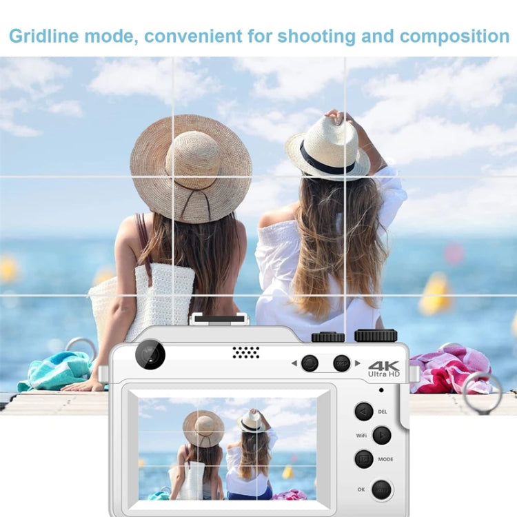 3-Inch Display Digital Camera Dual Front And Rear Cameras 48MP, 18x Digital Zoom 4K HD Camcorder(White) - Video Cameras by buy2fix | Online Shopping UK | buy2fix