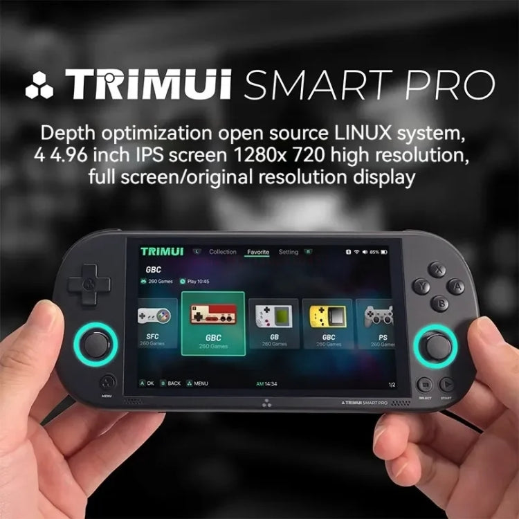 Trimui Smart Pro 4.96 Inch IPS Screen Handheld Game Console Open Source Linux System 64G(Black) - Pocket Console by Trimui | Online Shopping UK | buy2fix