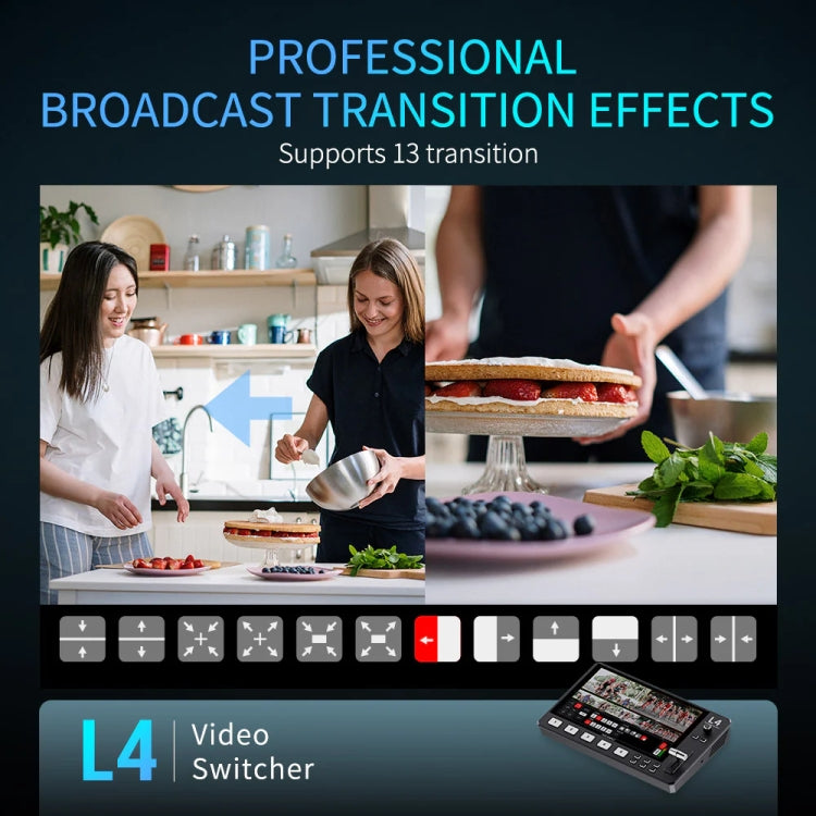 FEELWORLD L4 Multi-Camera Video Mixer Switcher 10.1" Touch Screen USB 3.0 Fast Streaming(US Plug) - On-camera Monitors by FEELWORLD | Online Shopping UK | buy2fix