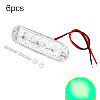 6pcs 12-Bead LED Flashing Warning Lights Motorcycle RV Signal Lights(Green Light) - Clearance Lights by buy2fix | Online Shopping UK | buy2fix