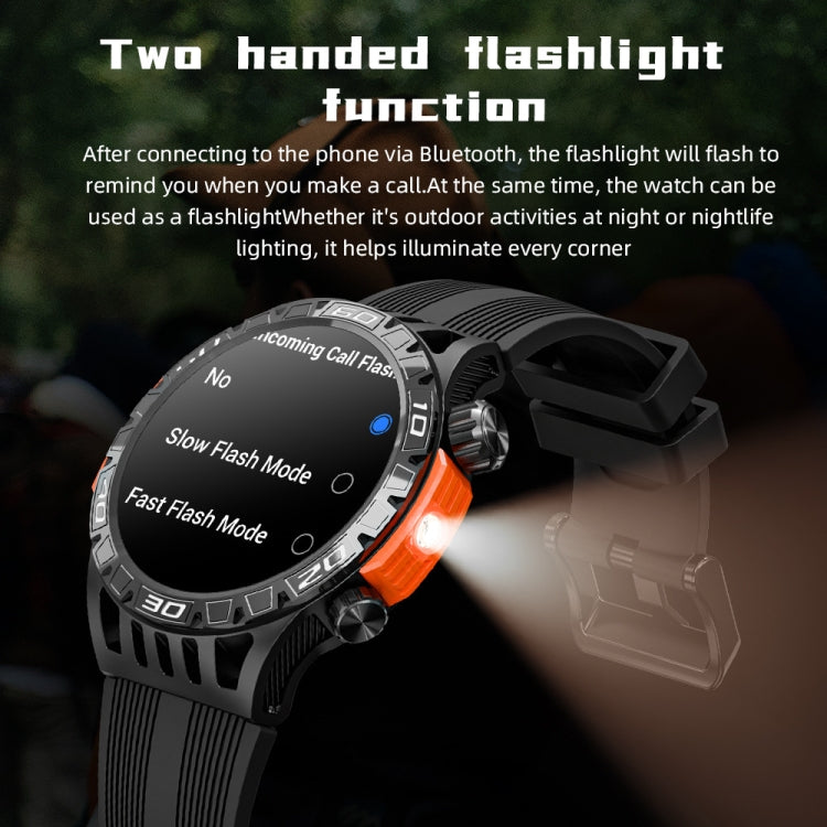 LOKMAT ZEUS6 PRO 1.46-Inch IP68 Waterproof SOS Flashlight Bluetooth Smart Watch(Black) - Smart Watches by LOKMAT | Online Shopping UK | buy2fix