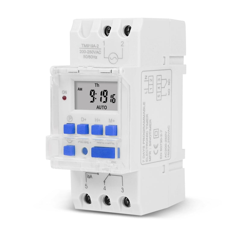 T SINOTIMER TM919A-5V 16A Din Rail Mount Digital Timer Switch Microcomputer Weekly Programmable Time Relay Control - Switch by SINOTIMER | Online Shopping UK | buy2fix