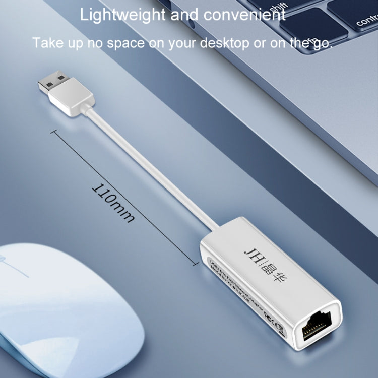 JINGHUA Z310 USB2.0 To RJ45 100Mbps Network Card Network Interface Box Laptop Network Card Free Driver(White) - USB Network Adapter by JINGHUA | Online Shopping UK | buy2fix