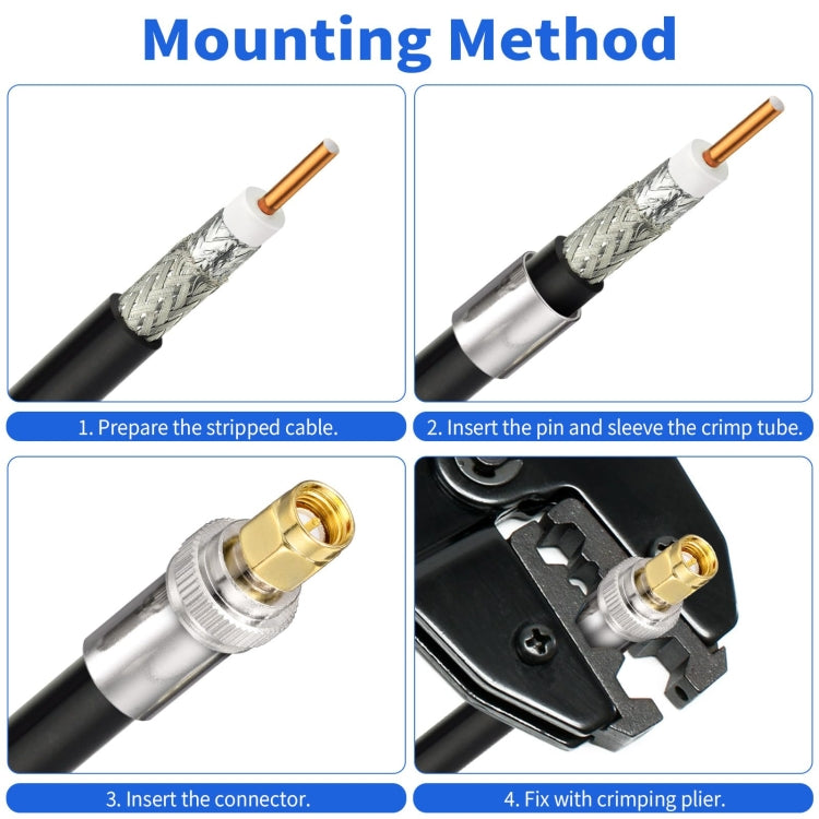 10pcs /Pack SMA Male Crimp Connector Kit For LMR-400 / RG8 / RG213 / Belden-9913 SMA Extension Cable - Connectors by buy2fix | Online Shopping UK | buy2fix