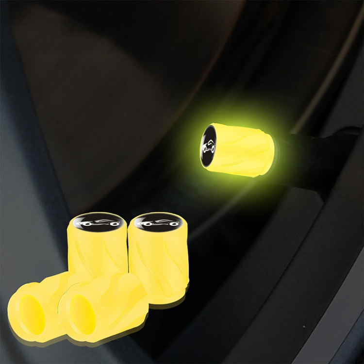 4pcs /Set Luminous Car Motorcycle Tire Modified Valve Cap, Color: Yellow Sports Car - Tire Valve Caps by buy2fix | Online Shopping UK | buy2fix