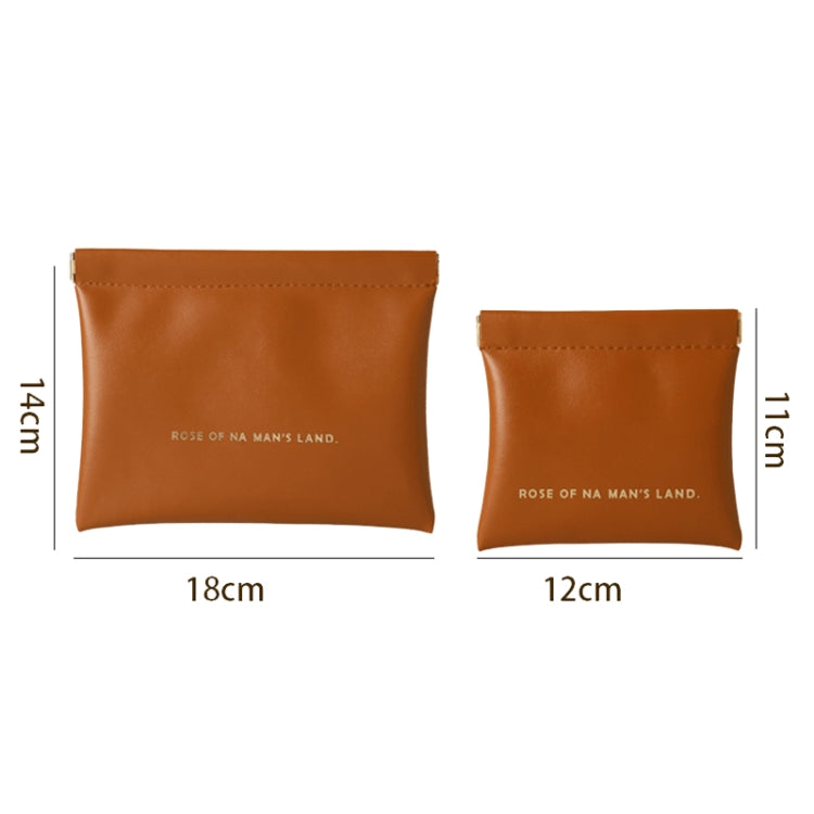 2pcs /Set PU Data Cable Earphone Storage Bag Mini Portable Lipstick Pouch Coin Purse, Size: Large+Small(Brown) - Other Case by buy2fix | Online Shopping UK | buy2fix