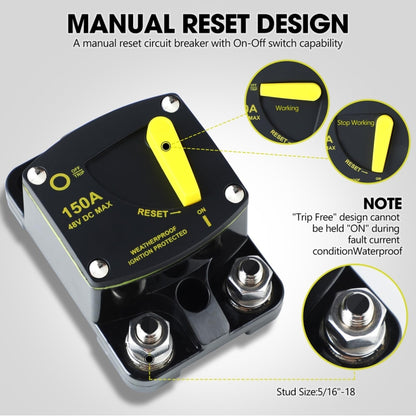 RV Yacht Manual Reset Ignition Protection Fuse Switch With Terminal Accessories, Current: 50A - Fuse by buy2fix | Online Shopping UK | buy2fix