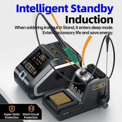 FNIRSI 200W Intelligent Constant Temperature Electric Soldering Iron Station, Set: US Plug F245 Upgrade 6 Heads - Electric Soldering Iron by FNIRSI | Online Shopping UK | buy2fix