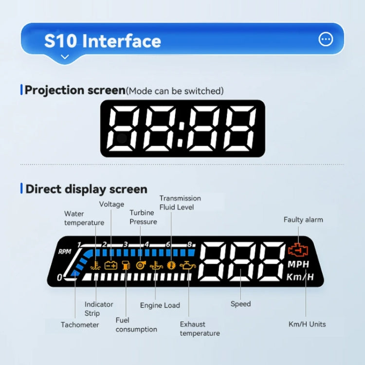 Head-up Display OBD Multi-function Vehicle Instrument Oil Temperature Gearbox Monitoring Screen(S100) - Head Up Display System by buy2fix | Online Shopping UK | buy2fix