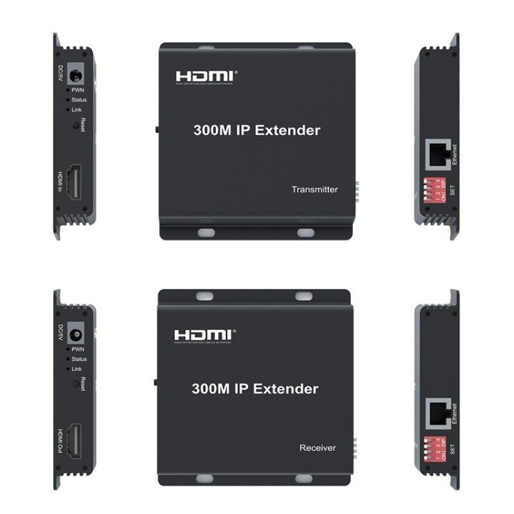 300m IP HDMI Extender HD Video Transmission, Transmitter + Receiver UK Plug(Black) - Amplifier by buy2fix | Online Shopping UK | buy2fix