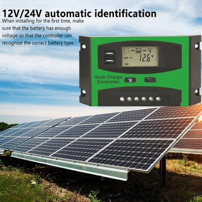 20A 12V/24V Solar Charge And Discharge Controller Dual USB Port LCD Solar Cells Panel Charge Regulator - Others by buy2fix | Online Shopping UK | buy2fix