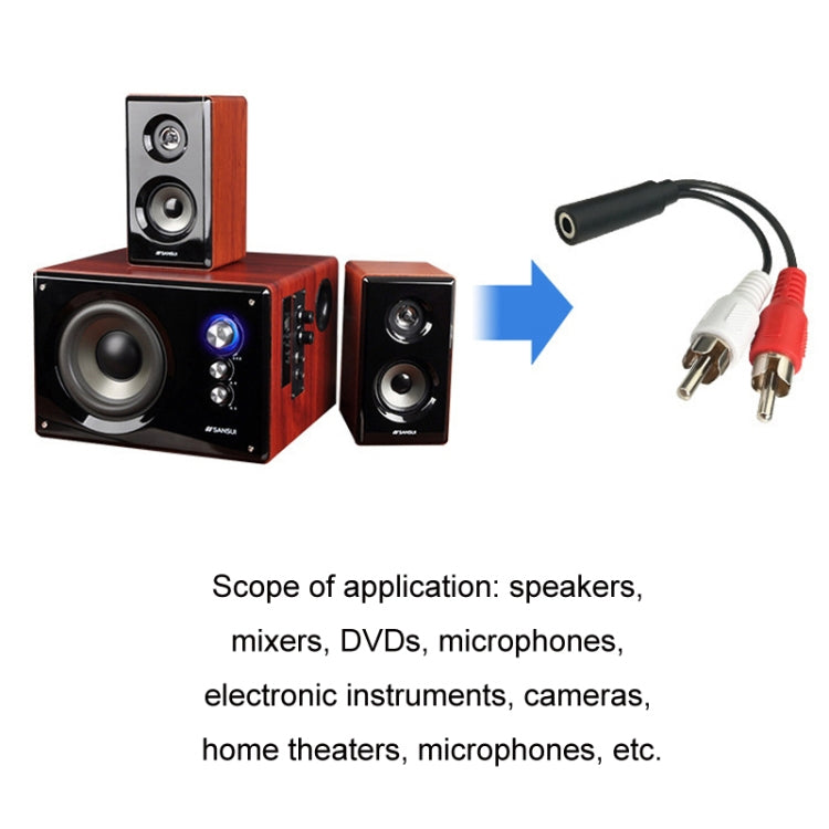 Audio Cable 3.5mm Female To 2RCA Double Lotus Head Speaker Connection Cable(0.23m) - Audio Adapter by buy2fix | Online Shopping UK | buy2fix