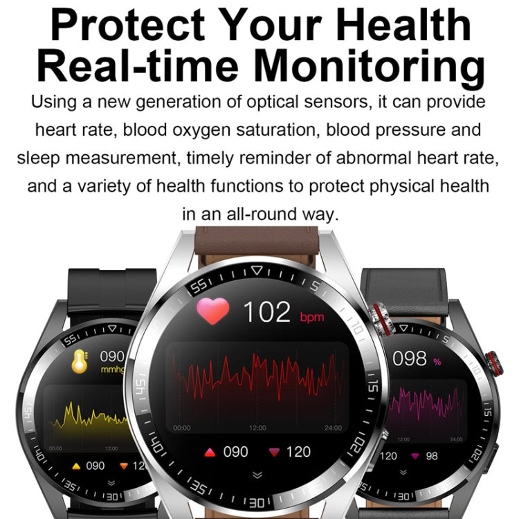 1.43 inch AMOLED Screen Smartwatch Heart Rate Blood Pressure Monitoring Bluetooth Talking Sports Watch, Color: Black Leather Strap - Smart Watches by buy2fix | Online Shopping UK | buy2fix