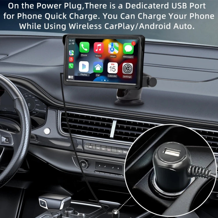 7 Inch Bluetooth 5.0 Portable CarPlay Monitor, Specifications: Display - Car MP3 & MP4 & MP5 by buy2fix | Online Shopping UK | buy2fix