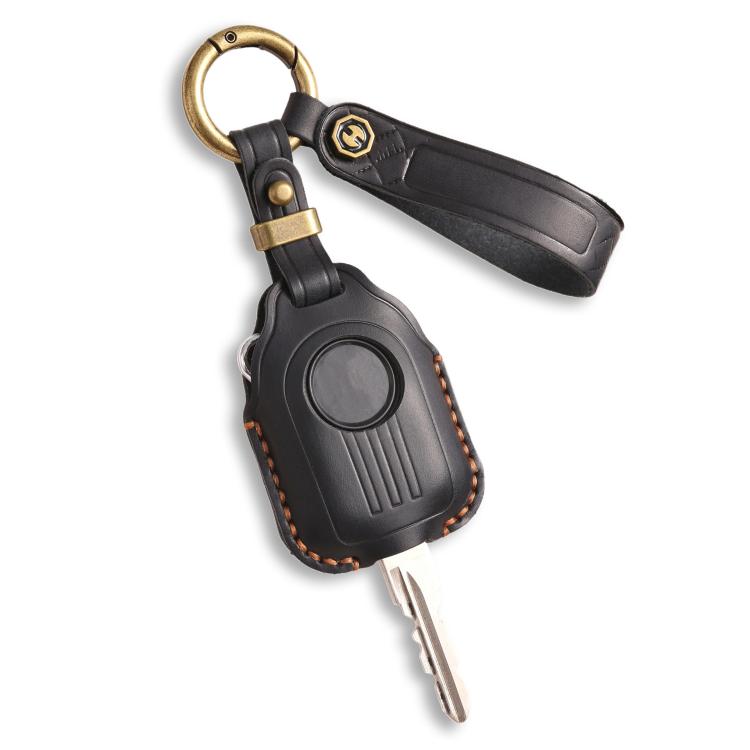 Hallmo For Peugeot Django 150 Motorcycle Natural Cowhide Key Protective Cover(Balck) - Car Key Cases by Hallmo | Online Shopping UK | buy2fix