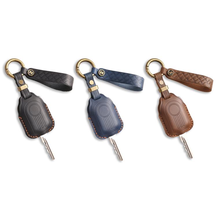 Hallmo For Peugeot Django 150 Motorcycle Natural Cowhide Key Protective Cover(Brown) - Car Key Cases by Hallmo | Online Shopping UK | buy2fix