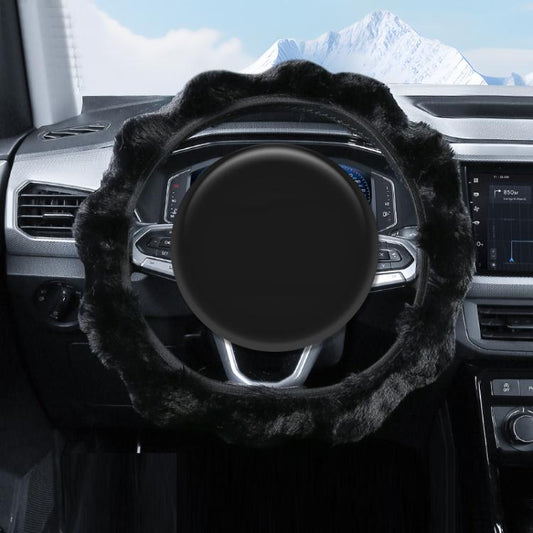 38cm Plush Soft Warm Car Steering Wheel Cover Without Inner Ring(Black) - Steering Wheel Accessories by buy2fix | Online Shopping UK | buy2fix