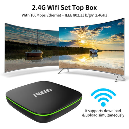 R69 1080P HD Smart TV BOX Android 4.4 Media Player wtih Remote Control, Quad Core Allwinner H3, RAM: 2GB, ROM: 16GB, 2.4G WiFi, LAN, EU Plug - Allwinner H3 by buy2fix | Online Shopping UK | buy2fix