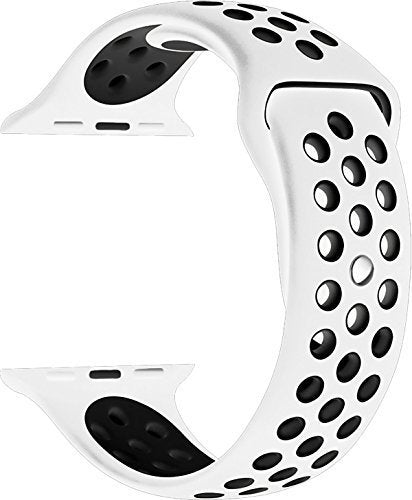 For Apple Watch Series 9&8&7 41mm / SE 3&SE 2&6&SE&5&4 40mm / 3&2&1 38mm Fashionable Classical Silicone Sport Watch Band (White Black) - Watch Bands by buy2fix | Online Shopping UK | buy2fix