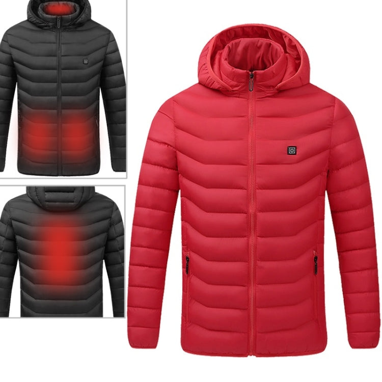 USB Heated Smart Constant Temperature Hooded Warm Coat for Men and Women (Color:Red Size:XXXL) - Down Jackets by buy2fix | Online Shopping UK | buy2fix