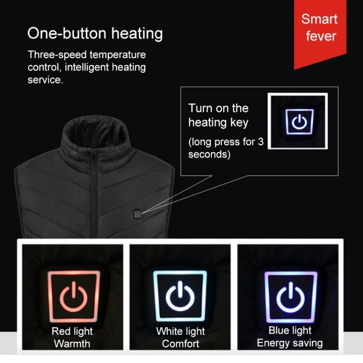 USB Security Smart Constant Temperature Fever Men Stand Collar Cotton Vest (Color:Blue Size:XXXXL) - Down Jackets by buy2fix | Online Shopping UK | buy2fix