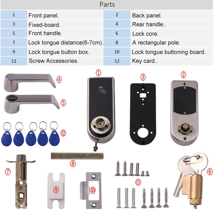 OS8818 Password + Key + Sensor Card Zinc Alloy Electronic Door Lock Touch Screen Electronic Code Lock - Security by buy2fix | Online Shopping UK | buy2fix