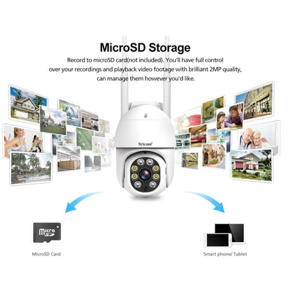 Sricam SP028 1080P HD Outdoor PTZ Camera, Support Two Way Audio / Motion Detection / Humanoid Detection / Color Night Vision / TF Card, AU Plug - Security by Sricam | Online Shopping UK | buy2fix