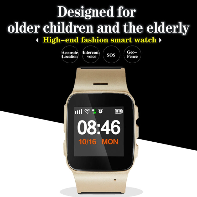 D99+ 1.22 inch HD LCD Screen GPS Smartwatch for the Elder Waterproof, Support GPS + LBS + WiFi Positioning / Two-way Dialing / Voice Monitoring / One-key First-aid / Wrist off Alarm / Safety Fence (Champagne Gold) - Smart Wear by buy2fix | Online Shopping UK | buy2fix