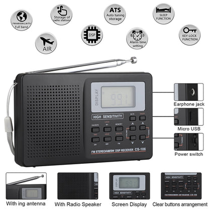CS-106 10KHZ Multifunctional Full Band Digital Demodulation Stereo Radio Receiver - Consumer Electronics by buy2fix | Online Shopping UK | buy2fix