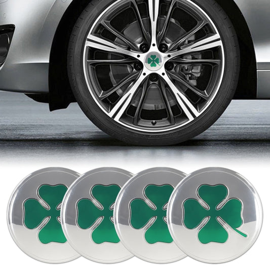 4 in 1 Car Four Leaf Clover Pattern Wheel Hub Decorative Sticker Silver, Diameter: 5.8cm -  by buy2fix | Online Shopping UK | buy2fix