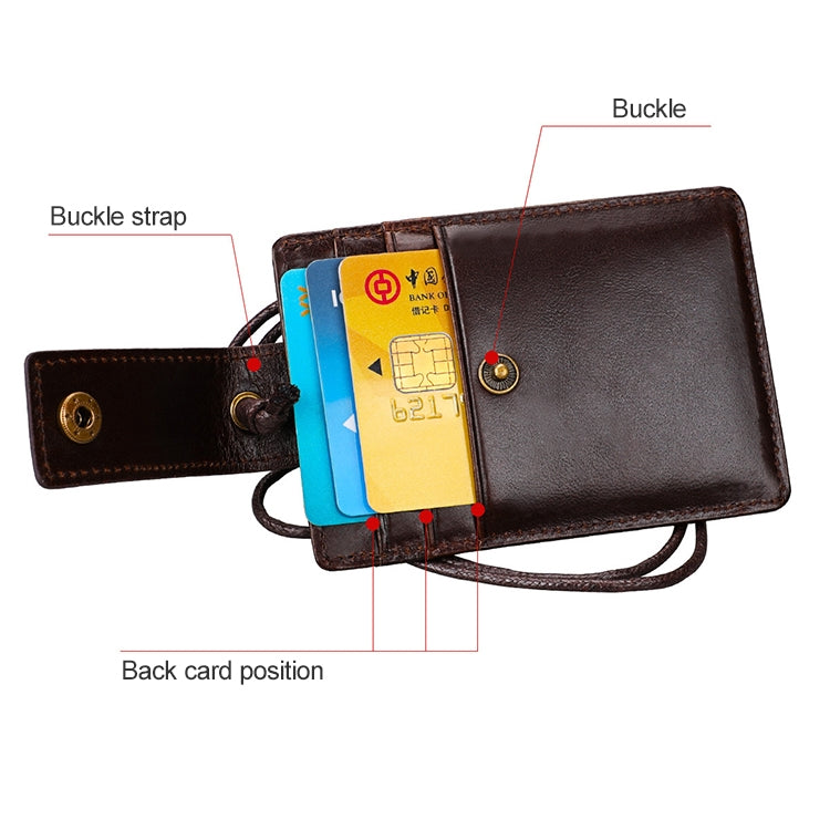 KB153 Antimagnetic RFID Leather Card Holder ID Card Badge with Lanyard(Coffee) - Home & Garden by buy2fix | Online Shopping UK | buy2fix