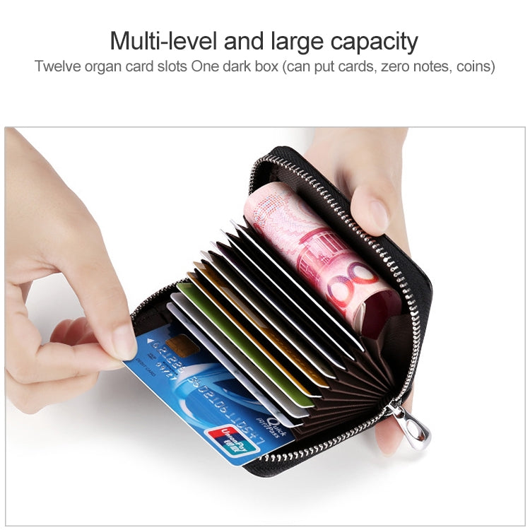 KB155 Antimagnetic RFID Zipper Leather Large-capacity Cards Holder Wallet(Black) - Home & Garden by buy2fix | Online Shopping UK | buy2fix