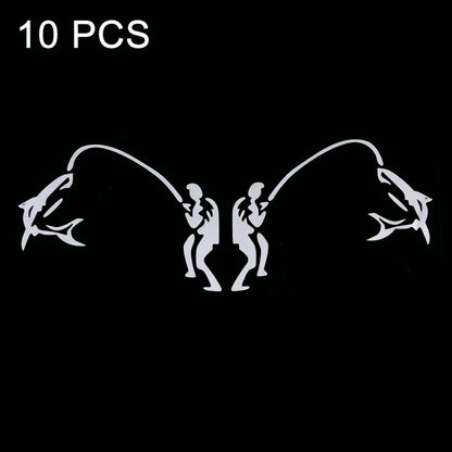 10 PCS Dual Funny Go Fishing Styling Reflective Car Sticker, Size: 25cm x 9.5cm(Silver) - Decorative Sticker by buy2fix | Online Shopping UK | buy2fix