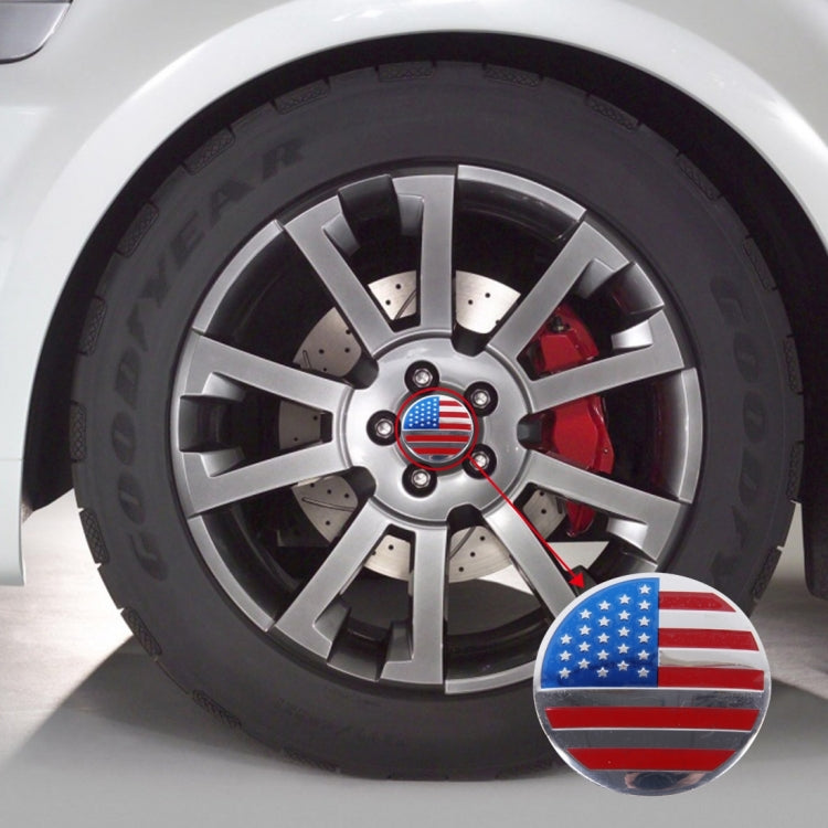 4 PCS USA Flag Metal Car Sticker Wheel Hub Caps Centre Cover Decoration - 3D Metal Sticker by buy2fix | Online Shopping UK | buy2fix