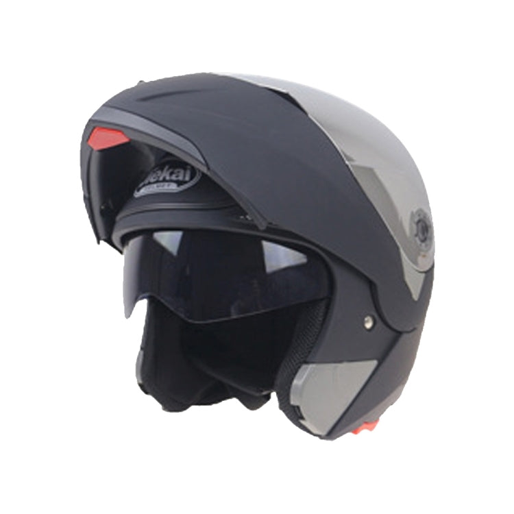 JIEKAI 105 Full Face Helmet Electromobile Motorcycle Double Lens Protective Helmet, Size: M (Matte Black+Silver) - Helmets by JIEKAI | Online Shopping UK | buy2fix