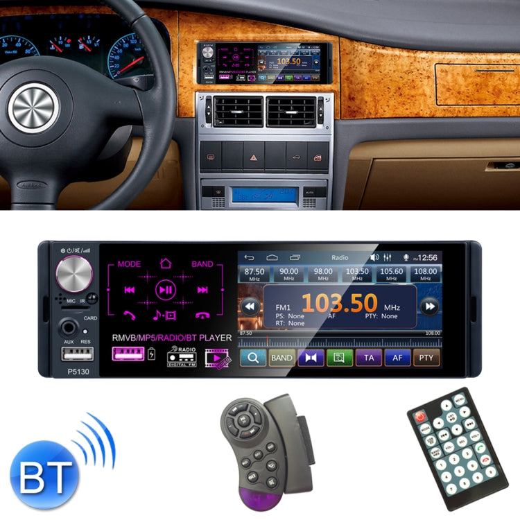 P5130 HD 1 Din 4.1 inch Car Radio Receiver MP5 Player, Support FM & AM & Bluetooth & TF Card, with Steering Wheel Remote Control - Car MP3 & MP4 & MP5 by buy2fix | Online Shopping UK | buy2fix