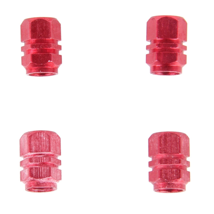 4PCS SA Metal Plated Hexagon Shape Universal Tire Valve Stem Cap(Red) - In Car by buy2fix | Online Shopping UK | buy2fix