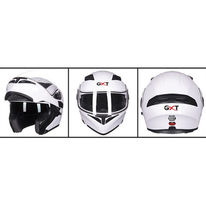 GXT Motorcycle ABS Shell Anti-fog  Double-len Inner Sun Visor Safety Helmet, Size: M(White) - Helmets by GXT | Online Shopping UK | buy2fix