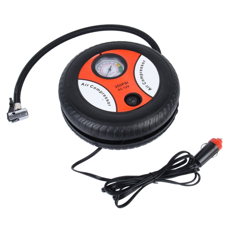 12V 10A Tire Shape Air Pump with Gauge and Three Nozzle Adapters Tire Inflator Compressor for Cars Vans Air Mattress Balls 250 PSI 25L/min - In Car by buy2fix | Online Shopping UK | buy2fix