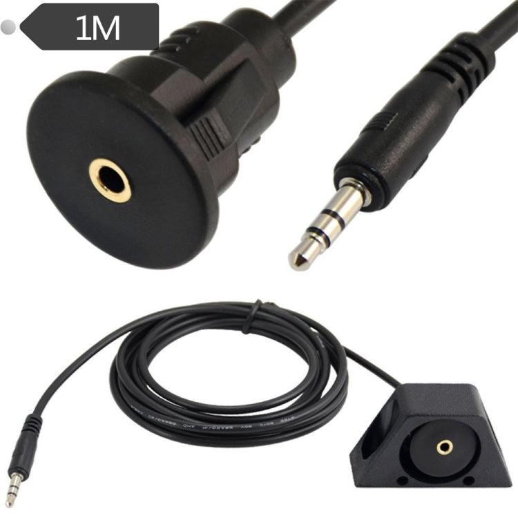 1m Car Truck Dashboard Flush Mount 3.5mm 1/8 AUX Audio Jack Extension Cable Kit(Black) - In Car by buy2fix | Online Shopping UK | buy2fix