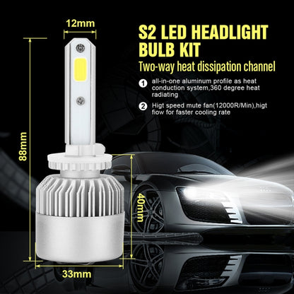 2 PCS S2 880 / 881 / H27 18W 6000K 1800LM IP65 2 COB LED Car Headlight Lamps, DC 9-30V(Cool White) - In Car by buy2fix | Online Shopping UK | buy2fix