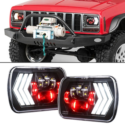2 PCS 5X7 inch Car Modified Red Background LED Square Headlamp for Jeep Wrangler - In Car by buy2fix | Online Shopping UK | buy2fix