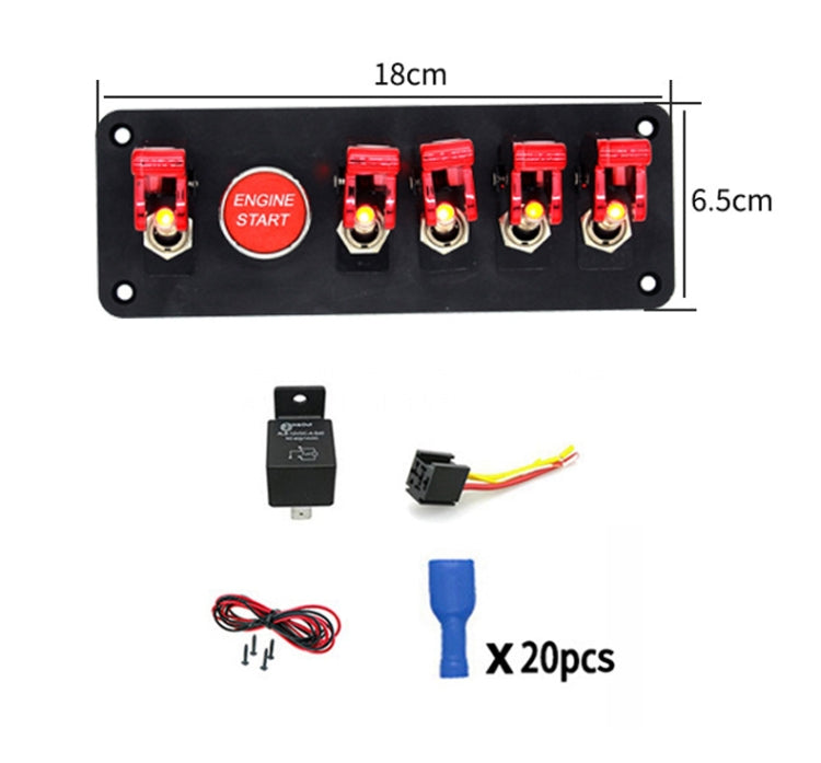 12V Universal Car One-key Start Button Modified Racing LED Light Rocker Switch Panel (Red) - In Car by buy2fix | Online Shopping UK | buy2fix