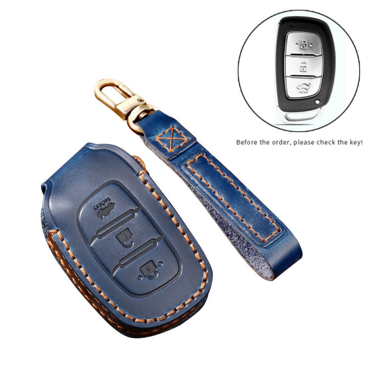 Hallmo Car Cowhide Leather Key Protective Cover Key Case for Hyundai IX35 B Style(Brown) - Car Key Cases by Hallmo | Online Shopping UK | buy2fix