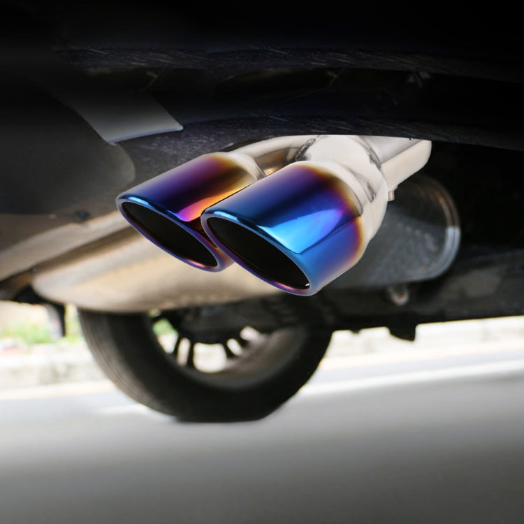 Universal Car Styling Stainless Steel Straight Exhaust Tail Muffler Tip Pipe, Inside Diameter: 6cm (Blue) - In Car by buy2fix | Online Shopping UK | buy2fix