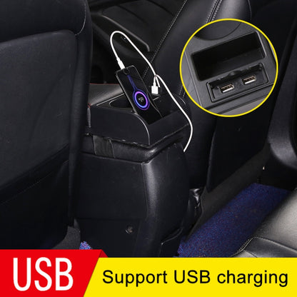 Car Multi-functional Dual USB Armrest Box Booster Pad, Microfiber Leather Straight Type (Black White) - In Car by buy2fix | Online Shopping UK | buy2fix