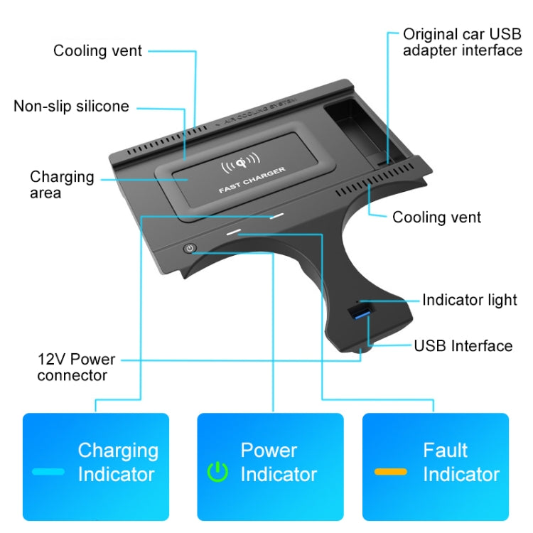 HFC-1015 Car Qi Standard Wireless Charger 10W Quick Charging for BMW X3 2018-2021, Left and Right Driving - In Car by buy2fix | Online Shopping UK | buy2fix