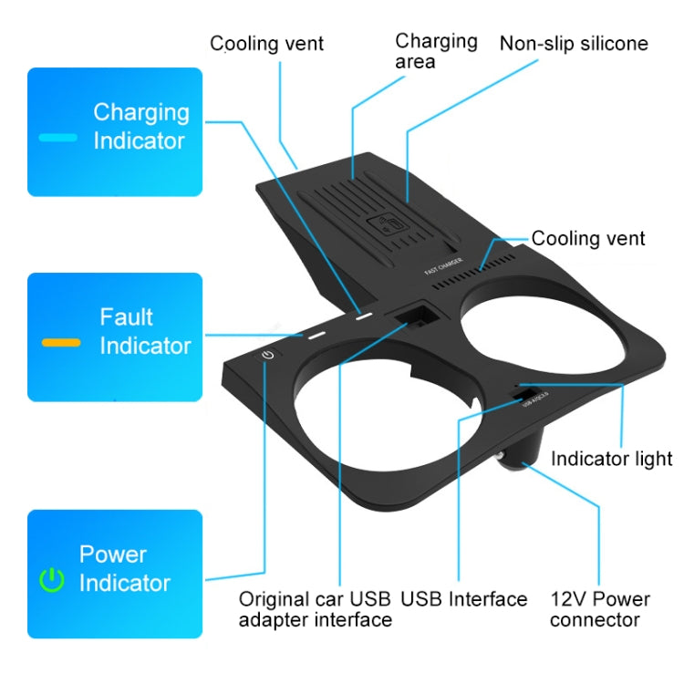 HFC-1019 Car Qi Standard Wireless Charger 10W Quick Charging for BMW X6 2020-2022, Left Driving - In Car by buy2fix | Online Shopping UK | buy2fix