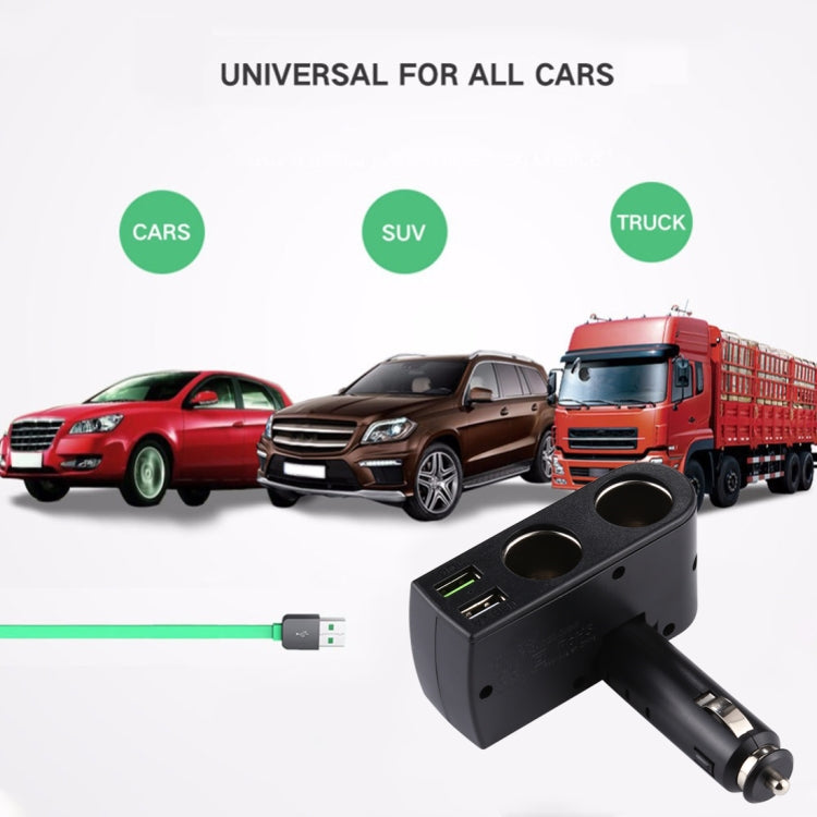 QC 3.0 Dual USB Ports 6A with 2 Socket Cigarette Lighter Splitter Car Charger -  by buy2fix | Online Shopping UK | buy2fix